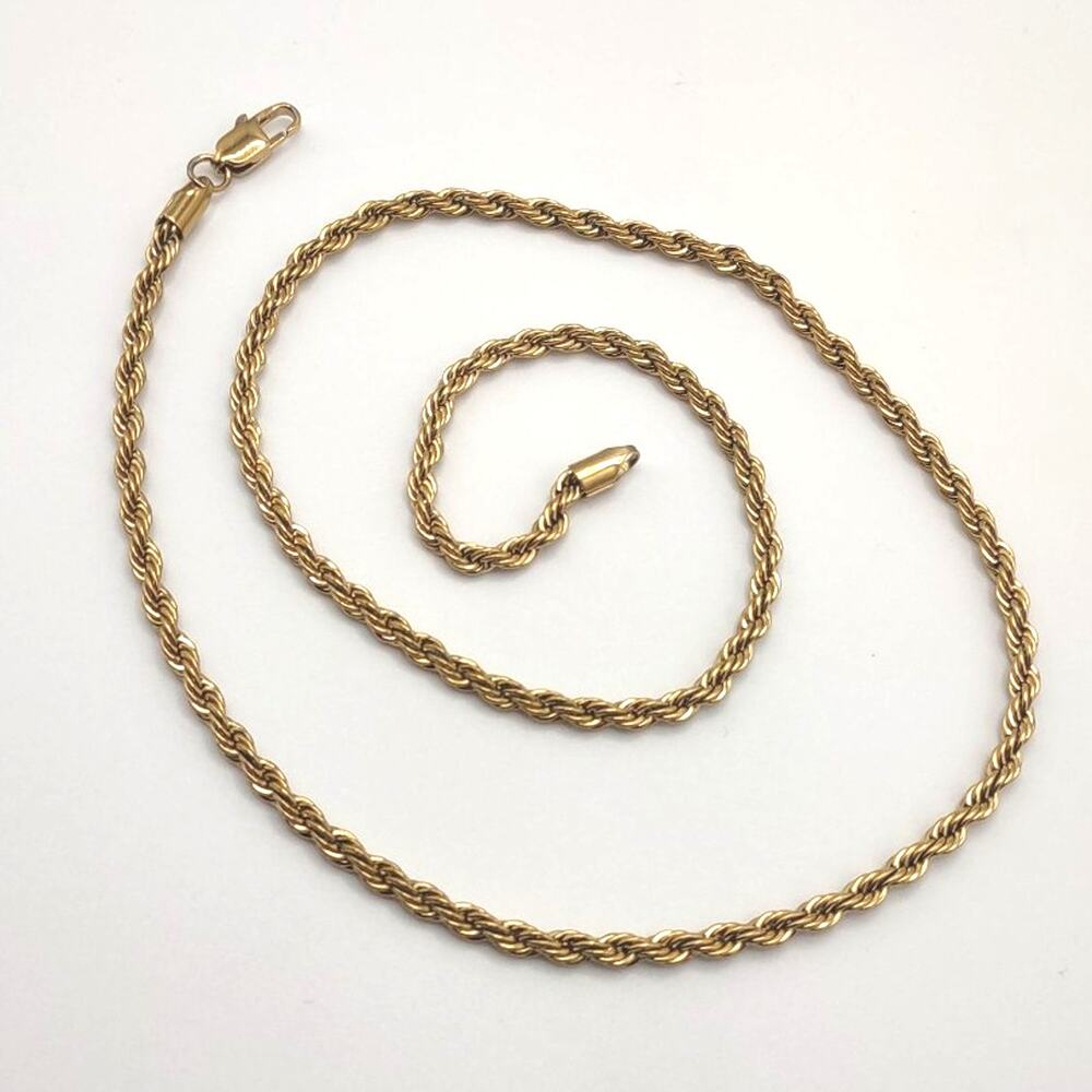 18k Gold Plated Diamond Cut Necklace Rope Chain 4mm. Valentines Birthday Gift